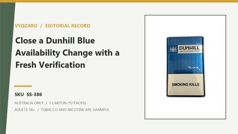 Vyqzaro editorial record for Dunhill Blue 6mg Cigarettes - 1 Carton (10 Packs) and SKU SS-386